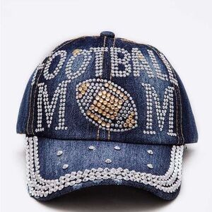 Denim Blue Rhinestone Football Mall Baseball Cap